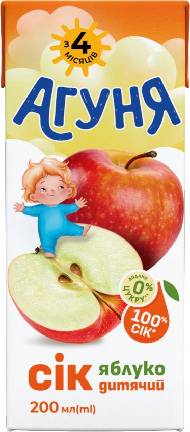 Сік Яблучний ТМ "Агуня" 0.2л